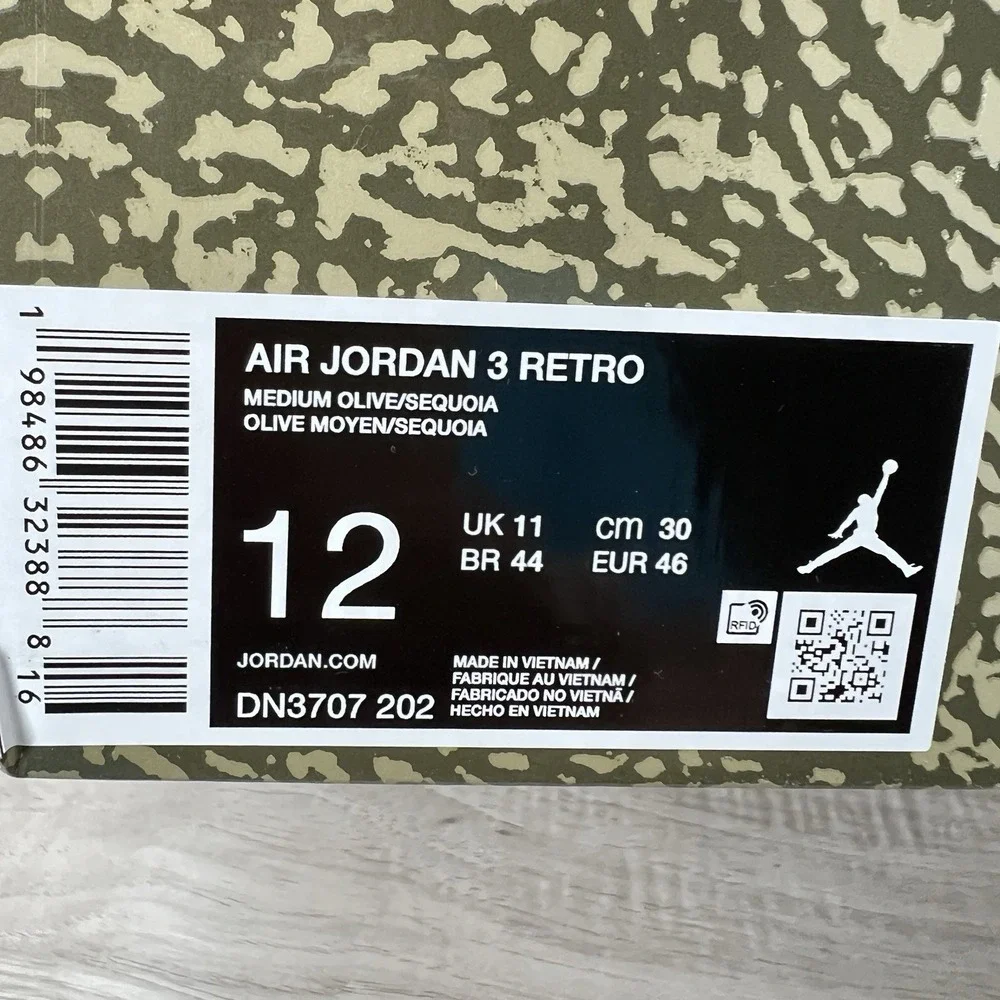 Nike Air Jordan 3 Retro Family Affair Olive Green Men's Size 12 DN3707-202 New